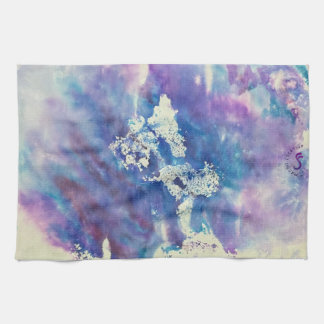 Maddie blue and purple impressionist dish towel