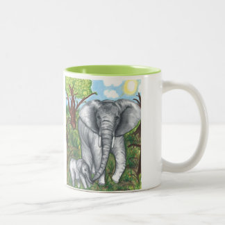 Maddie's Elephants Mug 11oz (White/Green)