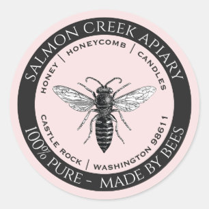 Made By Bees Queen Bee Honey Apiary Products Logo Classic Round Sticker