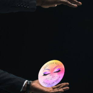 Made By Glitter Lashes Beauty Glam Pink Makeup Classic Round Sticker