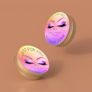 Made By Glitter Lashes Beauty Ombre Pink Makeup Classic Round Sticker