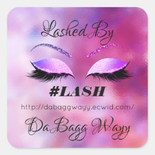 Made By Glitter Lashes Beauty Rose Pink Makeup Square Sticker