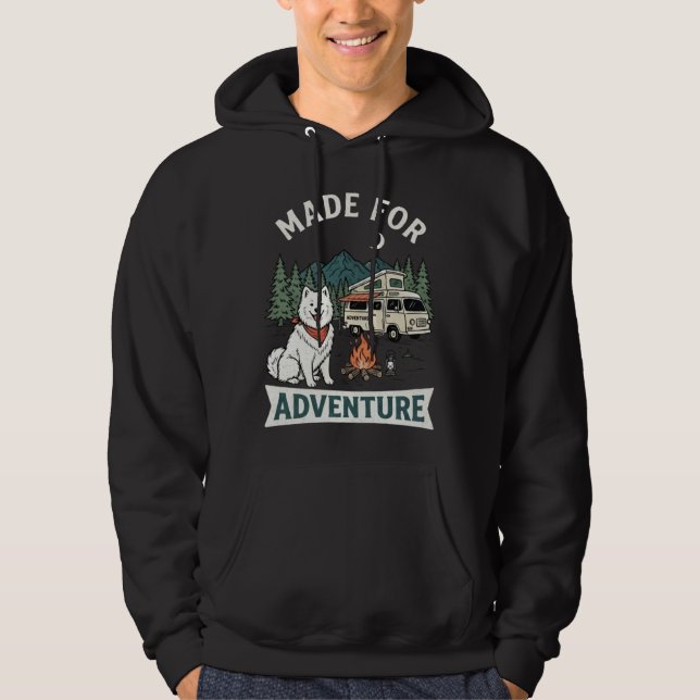 Made For Adventure Samoyed Dog Camping Hoodie (Front)