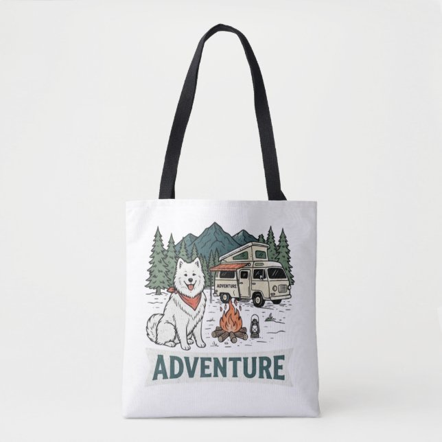 Made For Adventure Samoyed Dog Tote Bag (Front)
