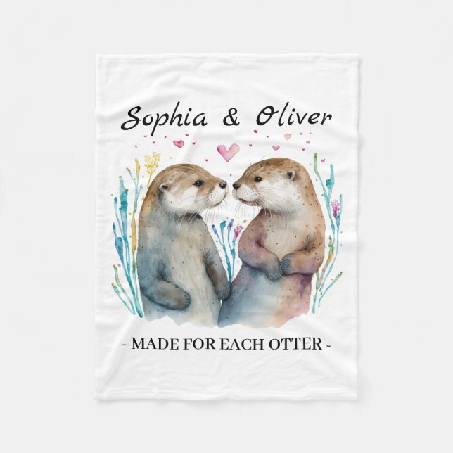 Made For Each Otter Love Valentine's Day Fleece Blanket (Front)