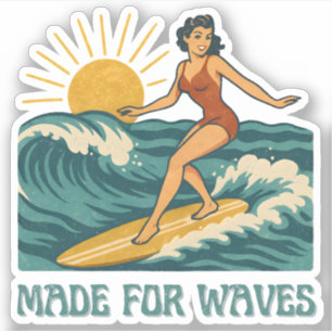 Made For Waves Surfer - Retro Surfing Pin-Up Art