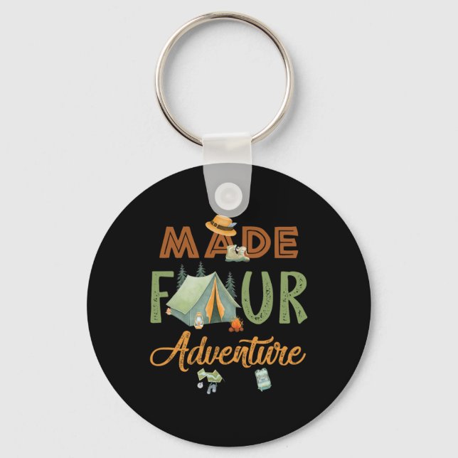 Made Four Adventure 4th Birthday Camping Themed Pa Key Ring (Front)