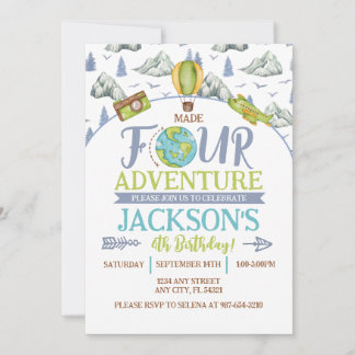 Made Four Adventure 4th Birthday Invitation