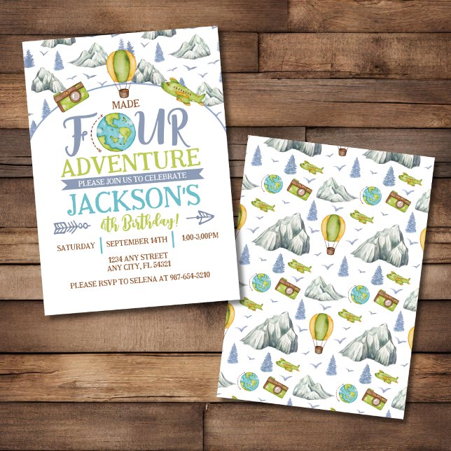 Made Four Adventure 4th Birthday Invitation (Creator Uploaded)