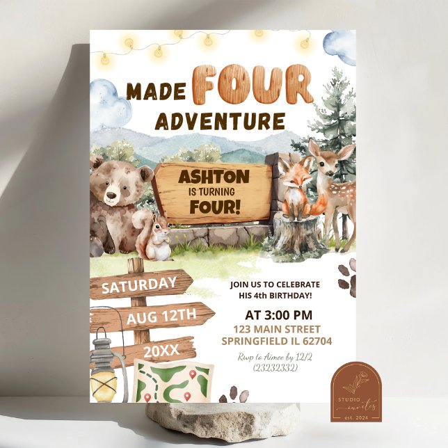 Made Four Adventure Camping Grounds Birthday Invitation (Creator Uploaded)