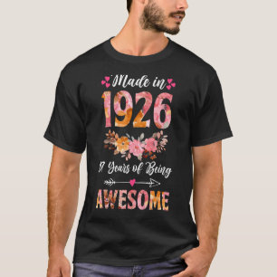 Made In 1926 Floral 97 Year Old 97th Birthday Gift T-Shirt