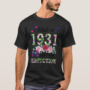 Made In 1931 Floral 92 Year Old 92nd Birthday Gift T-Shirt