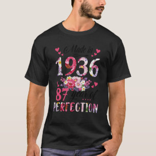 Made In 1936 Floral 87 Year Old 87th Birthday Wo T-Shirt
