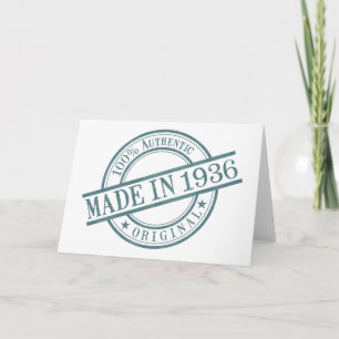 Made in 1936 Round Rubber Stamp Logo Birth Year Card
