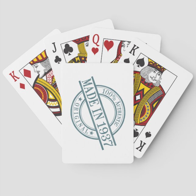 Made in 1937 Round Rubber Stamp Style Logo Playing Cards (Back)