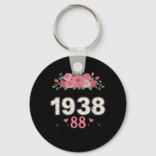 Made in 1938 Floral 88th Birthday Women 88 Years Key Ring