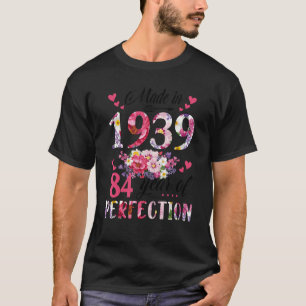 Made In 1939 Floral 84 Year Old 84th Birthday Wo T-Shirt