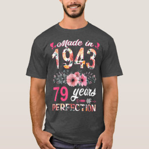 Made In 1943 Floral 79 Year Old 79th Birthday Gift T-Shirt