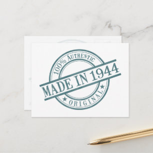 Made in 1944 Birth Year Round Rubber Stamp Logo Postcard