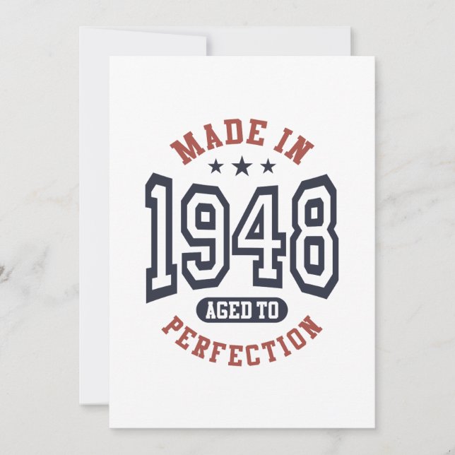 Made In 1948 Aged To Perfection Birthday Gift Invitation (Front)