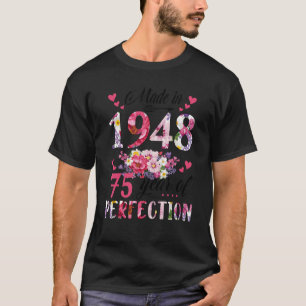 Made In 1948 Floral 75 Year Old 75th Birthday   Wo T-Shirt