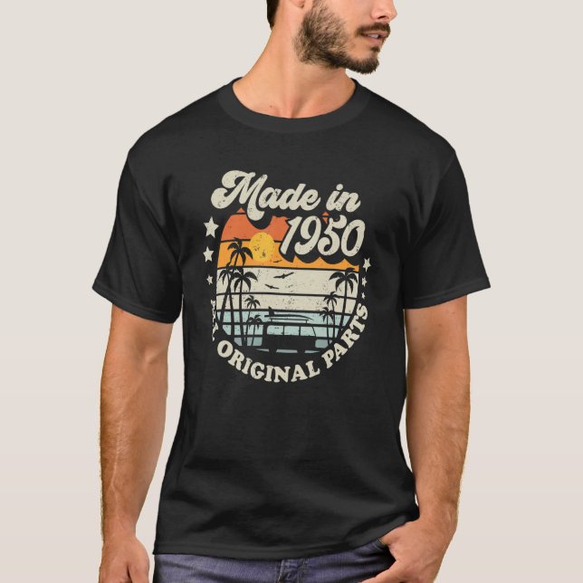 Made In 1950 All Original Parts Retro Style Sun    T-Shirt (Front)