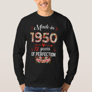 Made In 1950 Floral 72 Years Old 72nd Birthday Wo T-Shirt