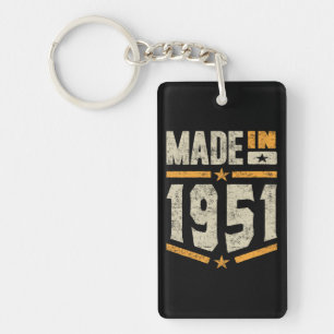 Made In 1951 Birthday Gift Key Ring