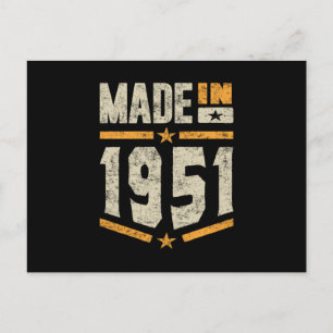 Made In 1951 Birthday Gift Postcard