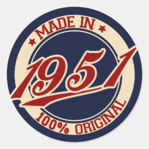 Made In 1951 Classic Round Sticker