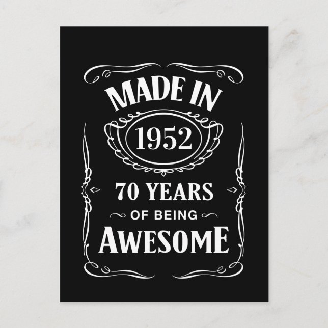 Made in 1952 70 years of being awesome 2022 bday postcard (Front)