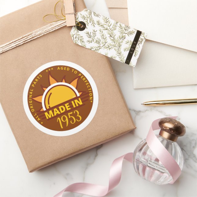 MADE IN 1953 funny birthday gift                   Classic Round Sticker (Gifting)