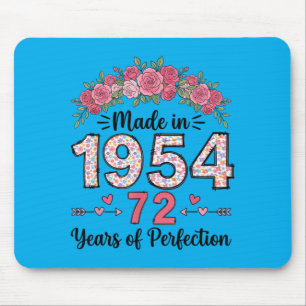 Made In 1954 Floral 72nd Birthday Gifts Women 72 Mouse Pad