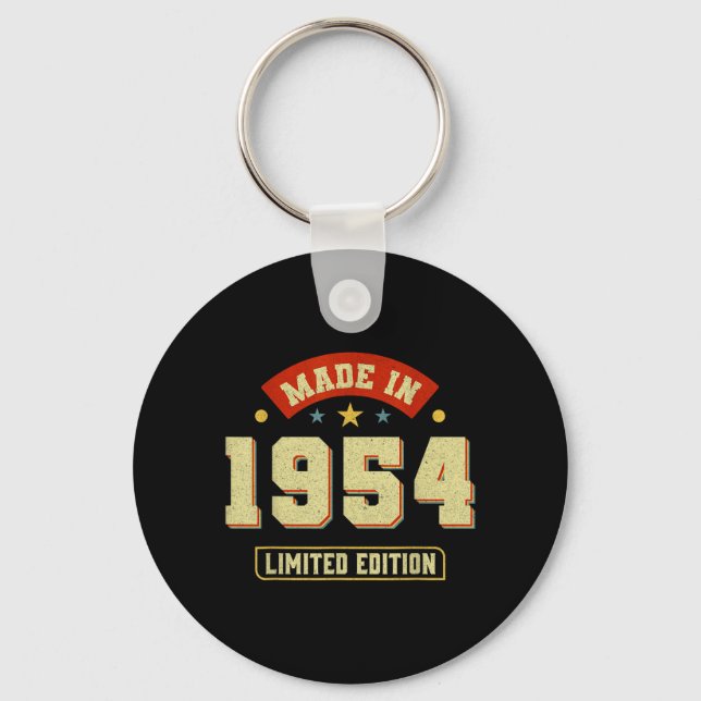 Made In 1954 Limited Edition Funny 70th Birthday Key Ring (Front)