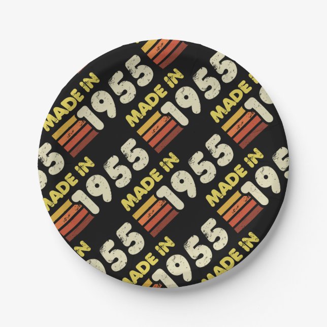 Made In 1955 70th Birthday Paper Plate (Front)