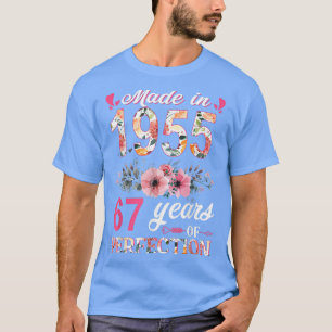 Made In 1955 Floral 67 Year Old 67th Birthday Gift T-Shirt