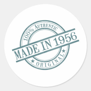 Made in 1956 Round Rubber Stamp Logo Birth Year Classic Round Sticker