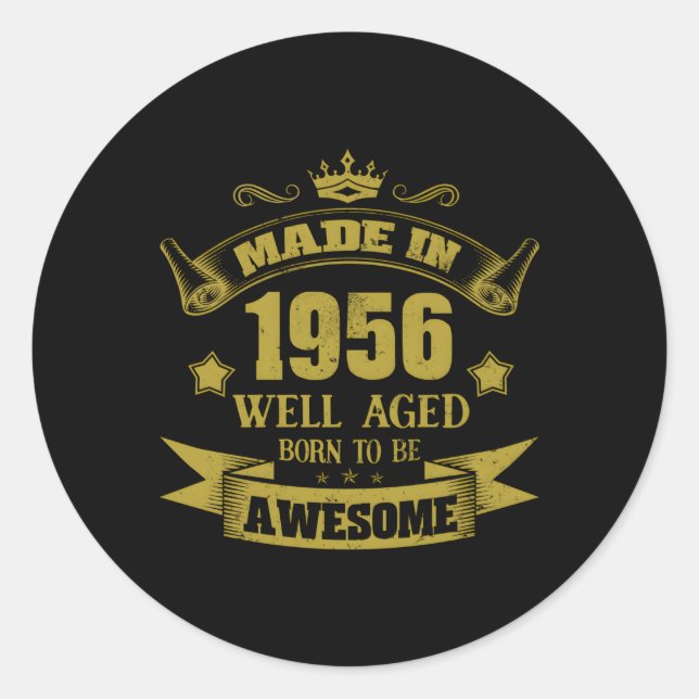 Made In 1956 Style Classic Round Sticker (Front)