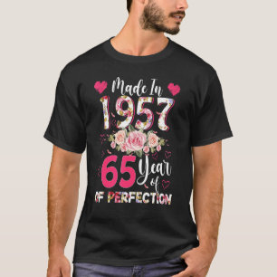Made In 1957 Floral 65 Year Old 65th Birthday Wom T-Shirt