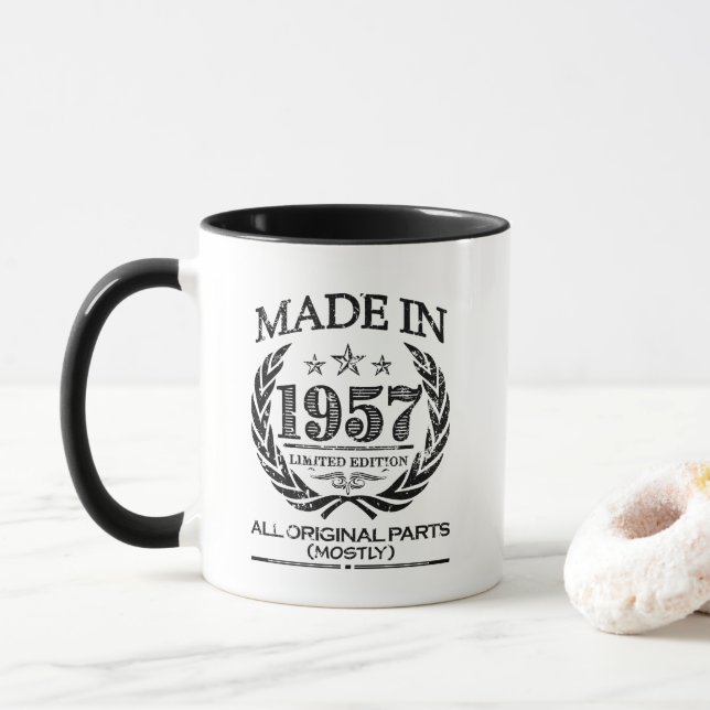 Made in 1957 - Funny 60th Birthday Mug (With Donut)