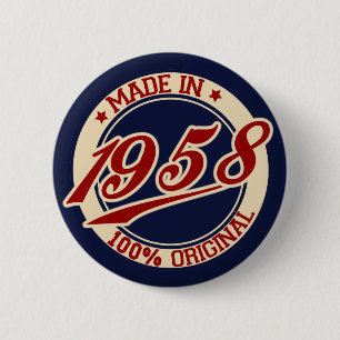 Made In 1958 6 Cm Round Badge