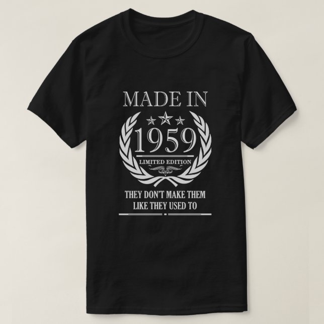 Made in 1959 60th Birthday Party Funny Shirt (Design Front)