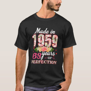 Made In 1959 Floral 63 Year Old 63Th Birthday Gift T-Shirt
