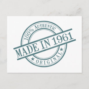 Made in 1961 Birth Year Round Rubber Stamp Logo Postcard