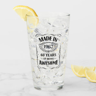 Made in 1962 60 years of being awesome 2022 bday glass