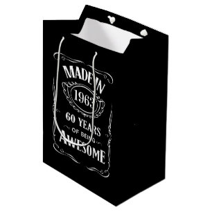 Made in 1963 60 years of being awesome 2023 bday medium gift bag