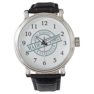 Made in 1963 Round Rubber Stamp Logo Birth Year Watch