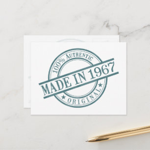 Made in 1967 Birth Year Round Rubber Stamp Logo Postcard
