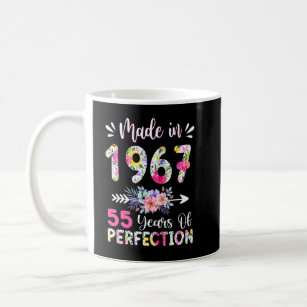 Made In 1967 Floral 55 Years Old 55th Birthday Wom Coffee Mug