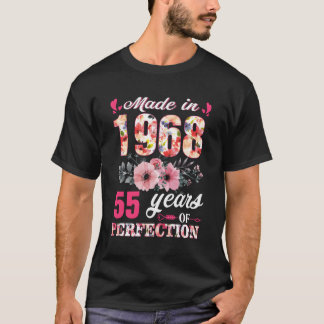 Made In 1968 Floral 55 55Th T-Shirt